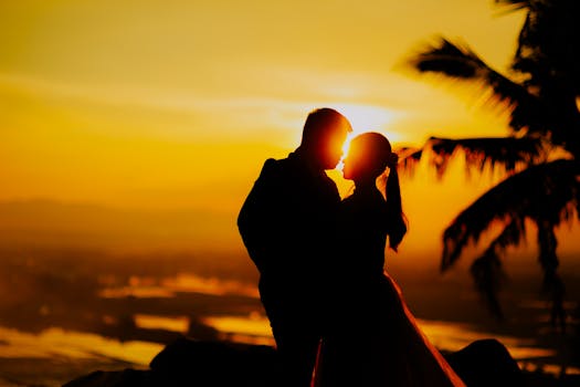 Silhouette of Couple at Sunset